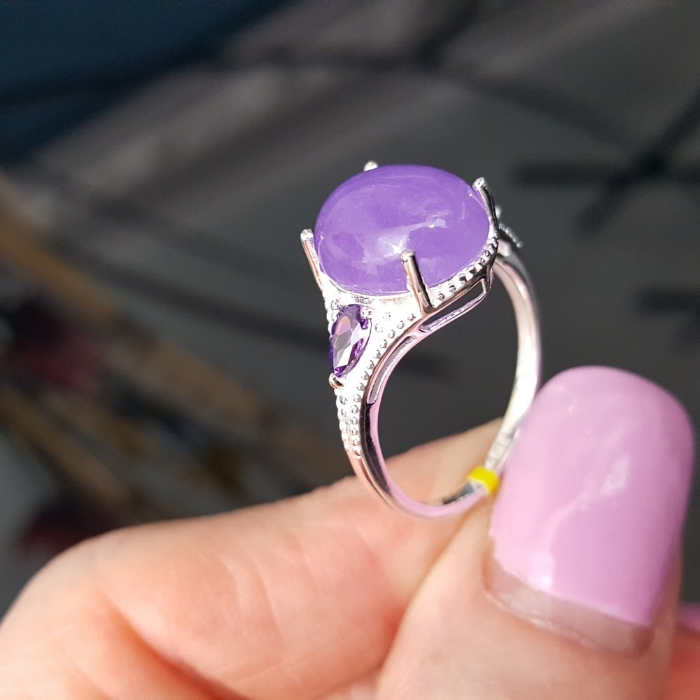 Burmese Purple Jade n Purple CZ - Picture 3 of 8